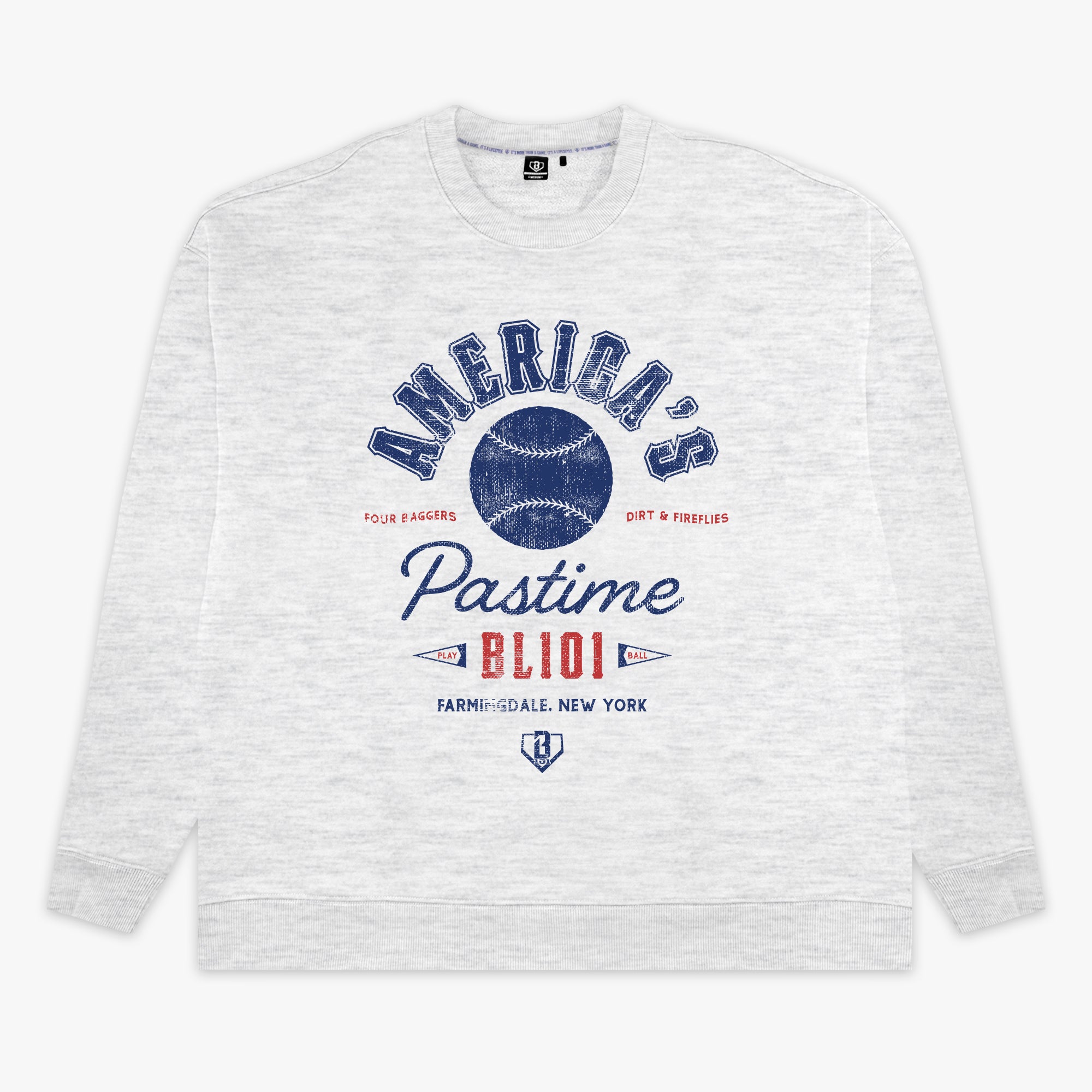 Americas Pastime Crewneck - Heather Gray - Baseball Lifestyle 101