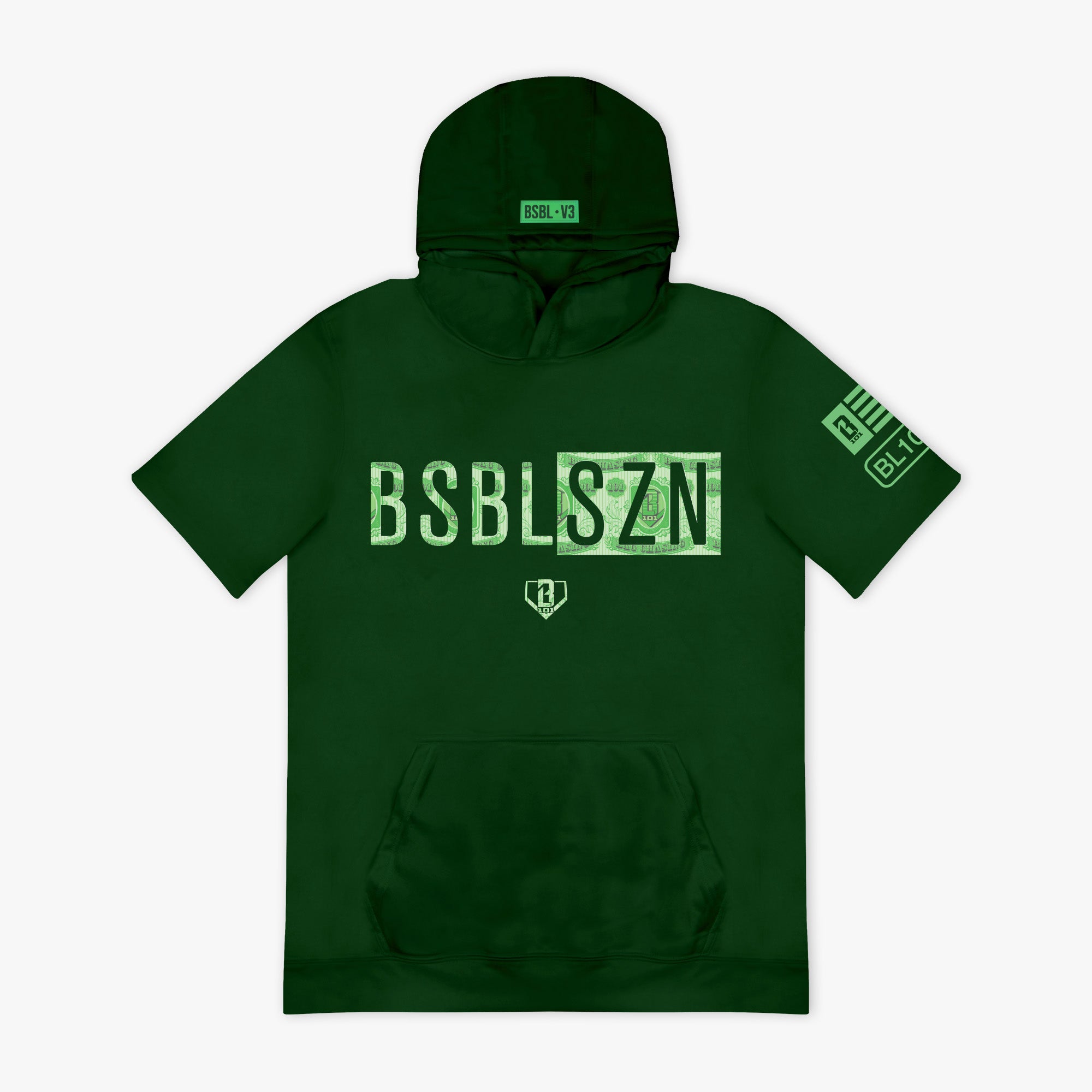 SLP SS19 ペイズリー　パーカー BSBL-SZN Youth Short Sleeve Hoodie V3 - Dark Green/Bag Chaser