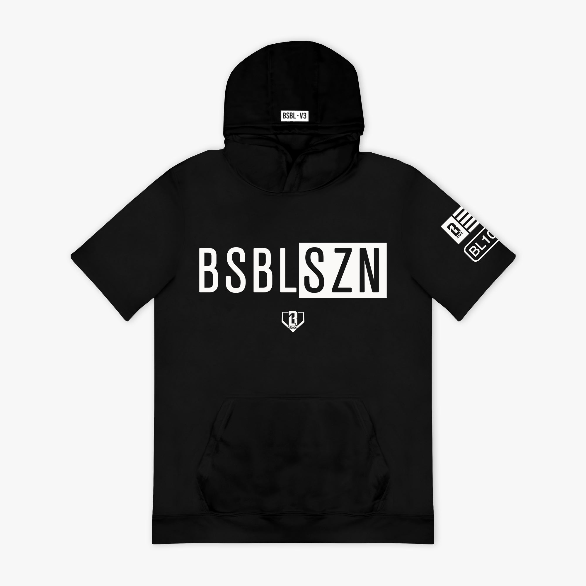 BSBL-SZN Youth Short Sleeve Hoodie V3 - Black/White – Baseball
