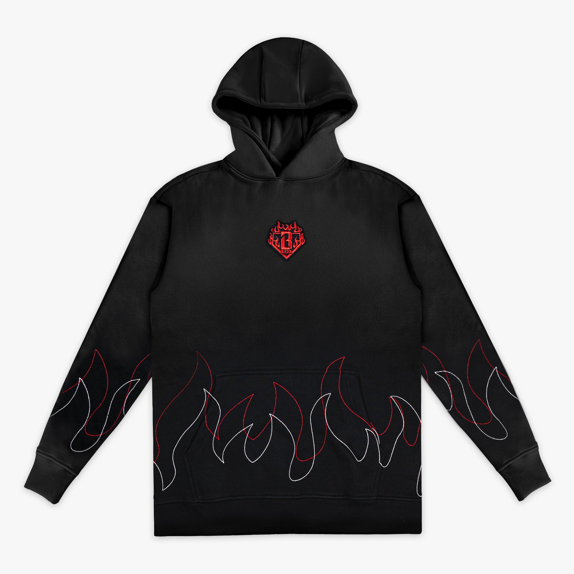 Flames Stitched Youth Hoodie - Baseball Lifestyle 101