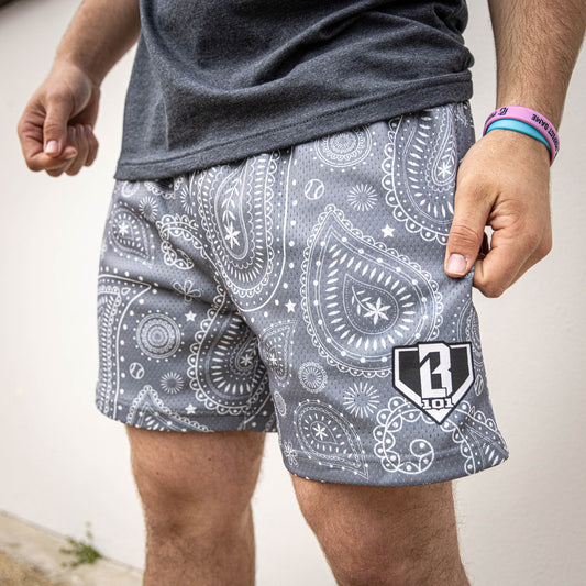 Gray paisley print shorts