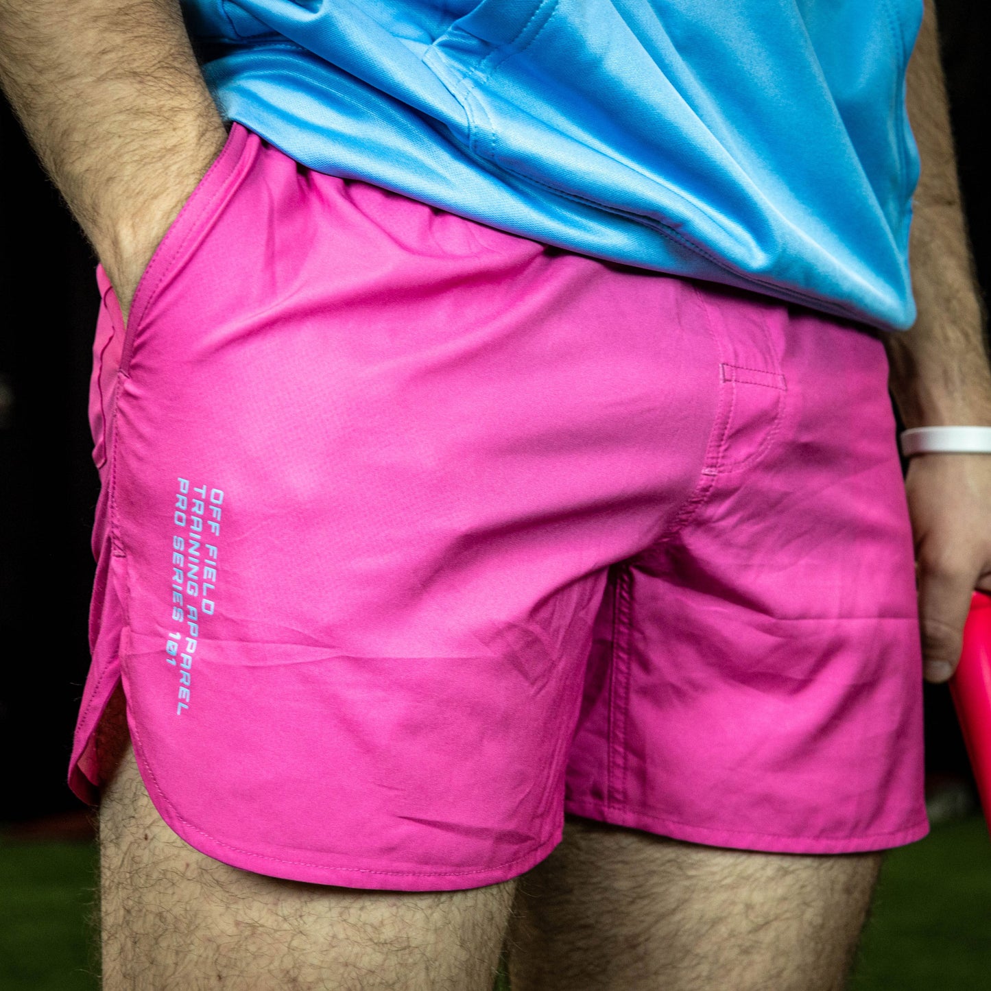 Pink baseball shorts
