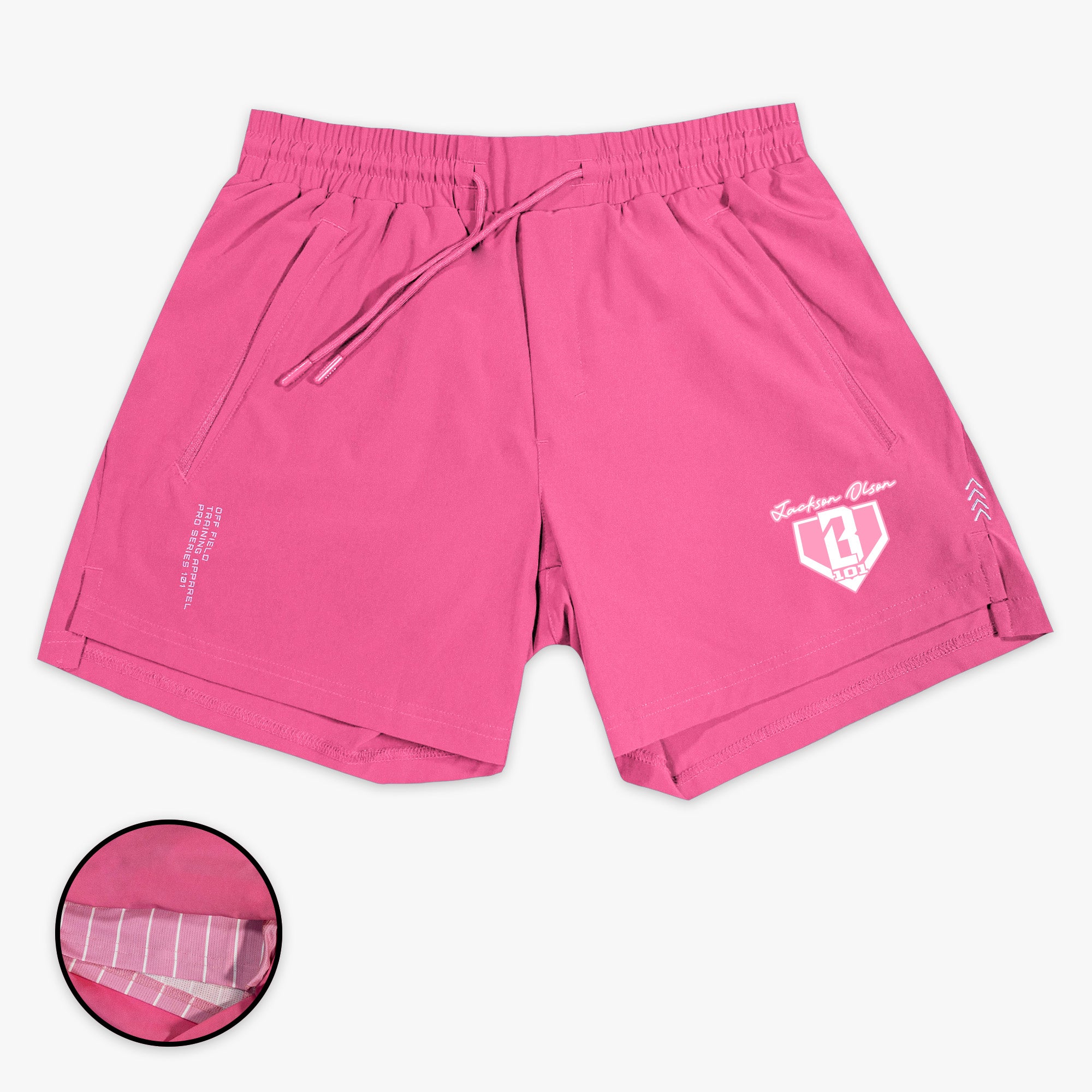 Pro Series Youth Shorts V2 With Liner - Pink Pinstripes - Baseball