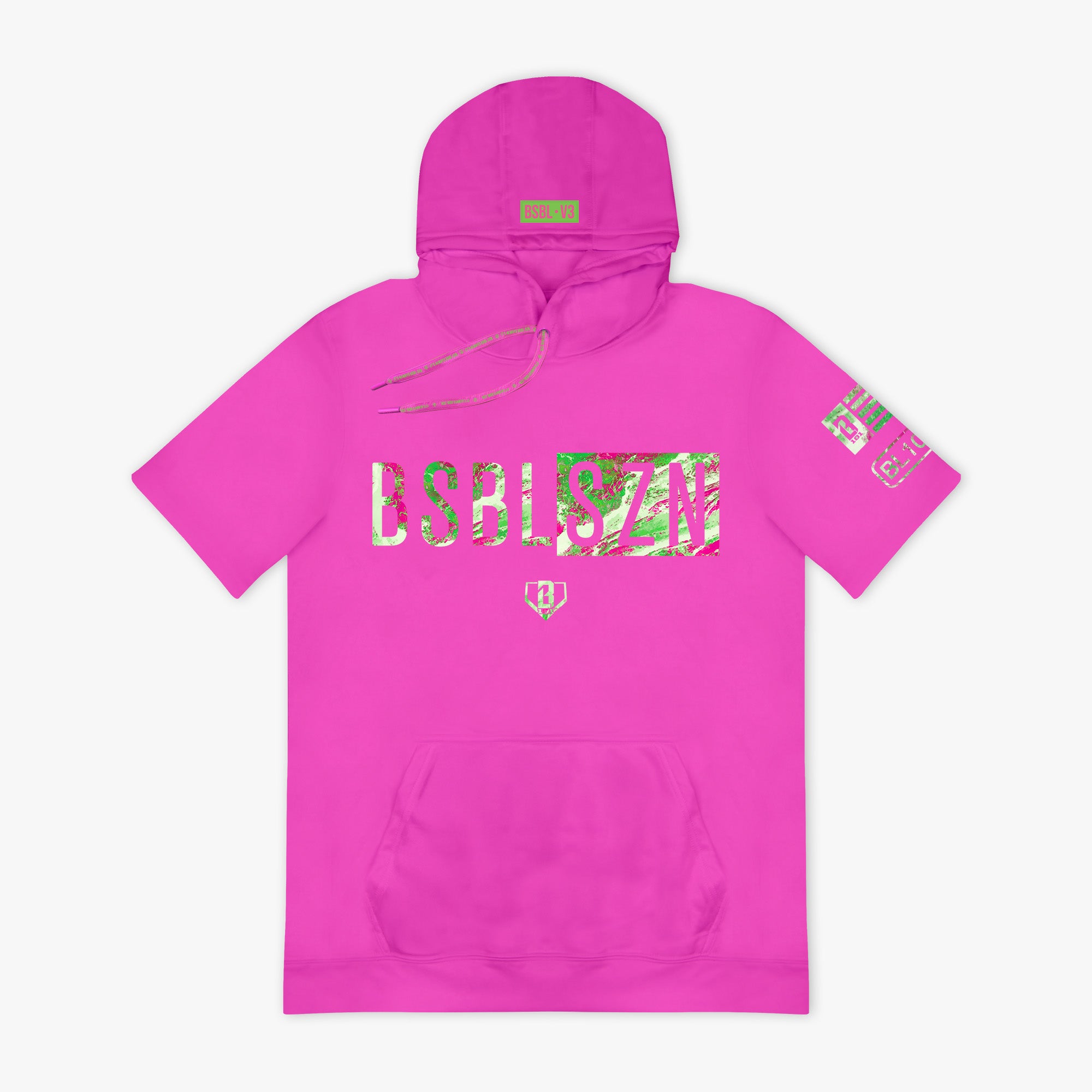 Realtree BSBL-SZN Short Sleeve Hoodie V3 - Pink/Aspect-Pink