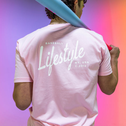 Pink baseball tee, baseball lifestyle tshirt