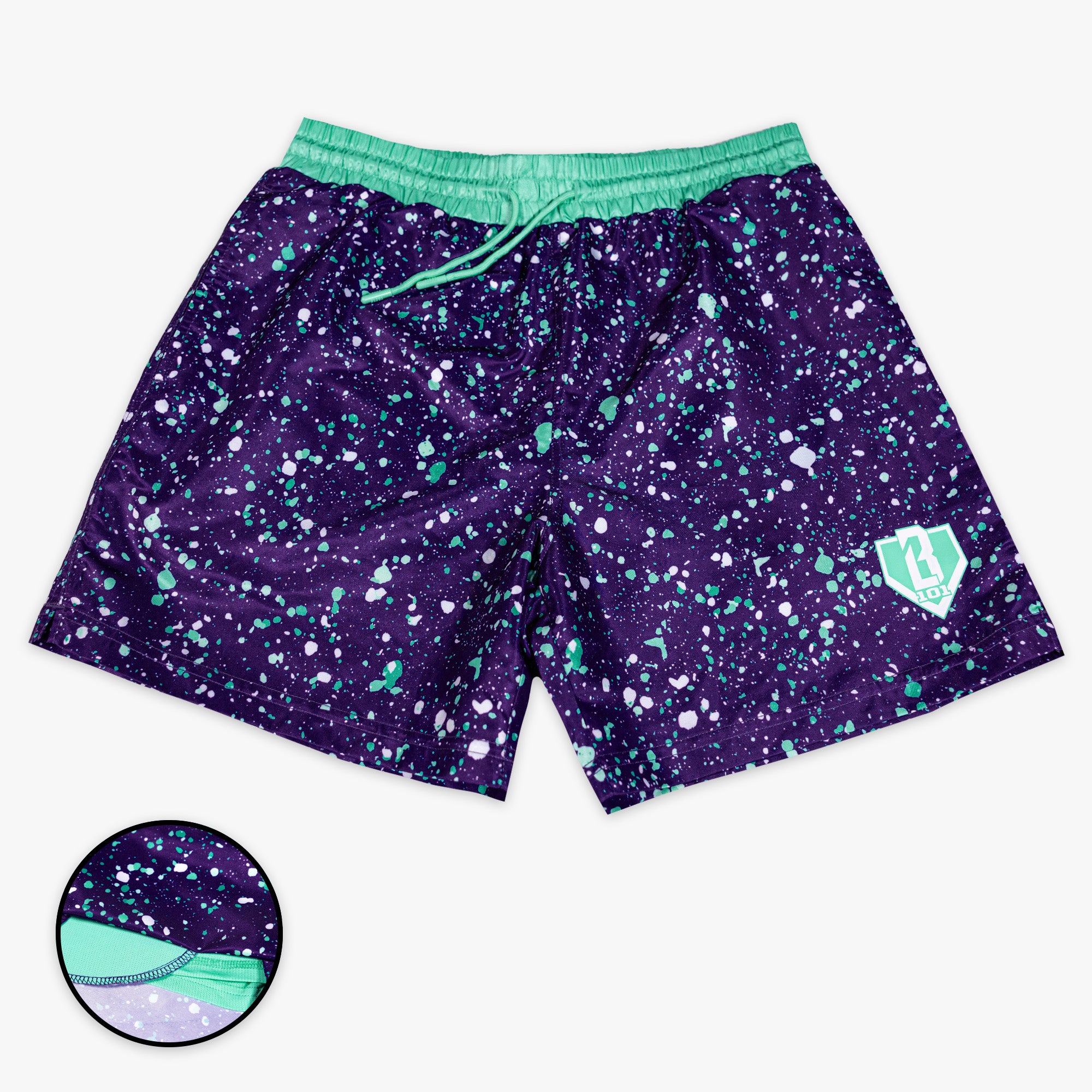 Splatter Swim Trunks - Purple - Baseball Lifestyle 101