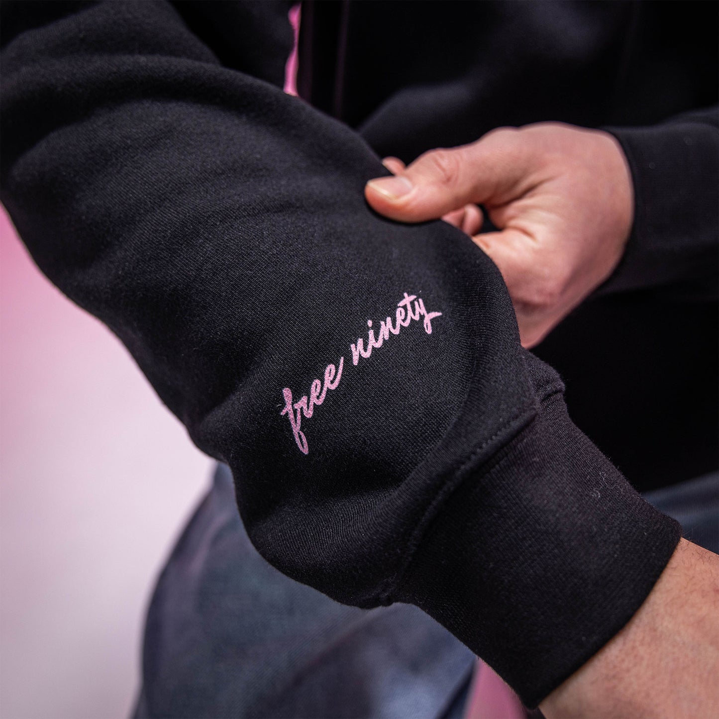 Upside Down Baseball Youth Hoodie - Black/Pink