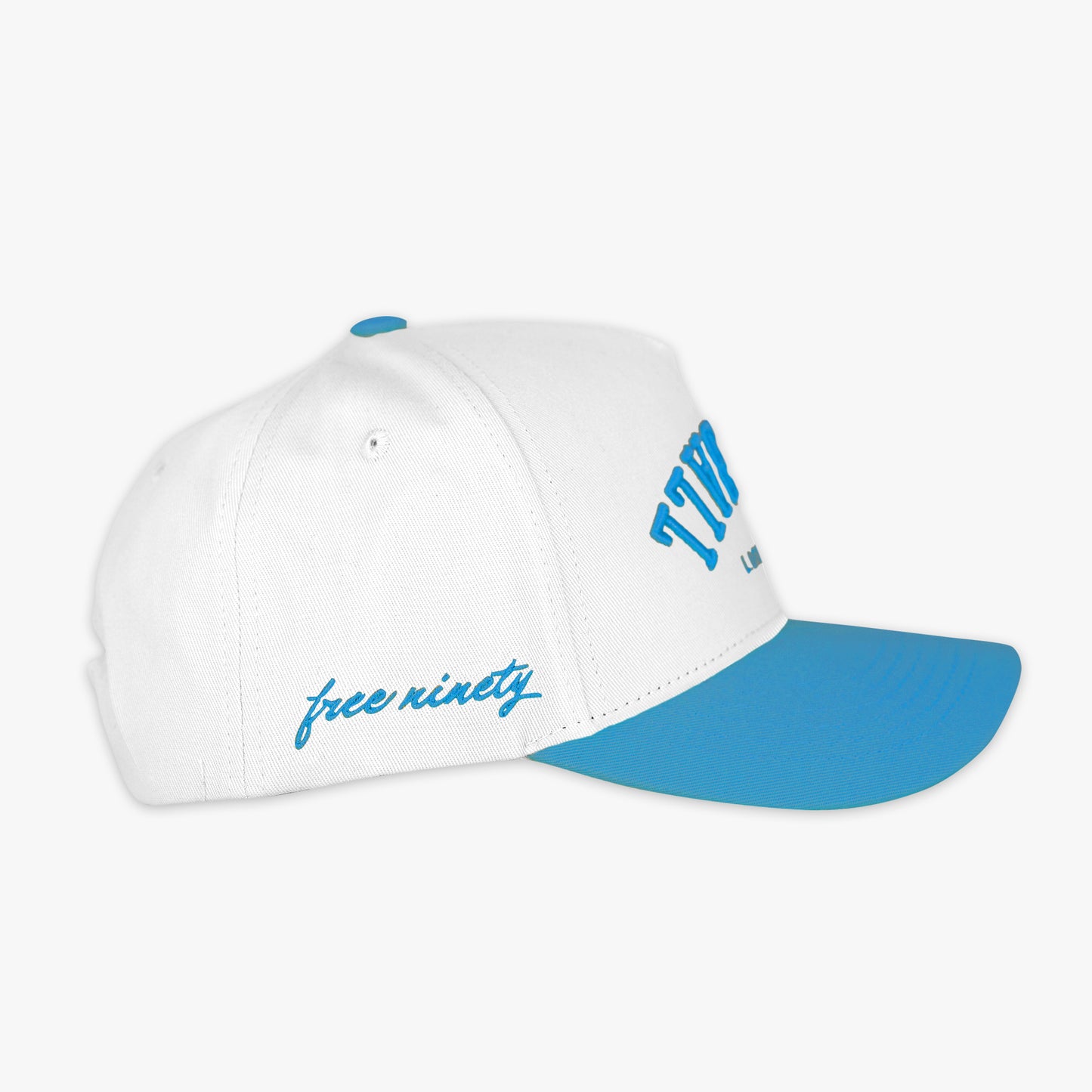 Upside Down Baseball Hat - White/Neon Blue
