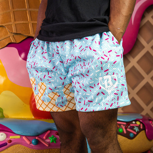 Cotton candy baseball shorts, cotton candy frozen ropes shorts