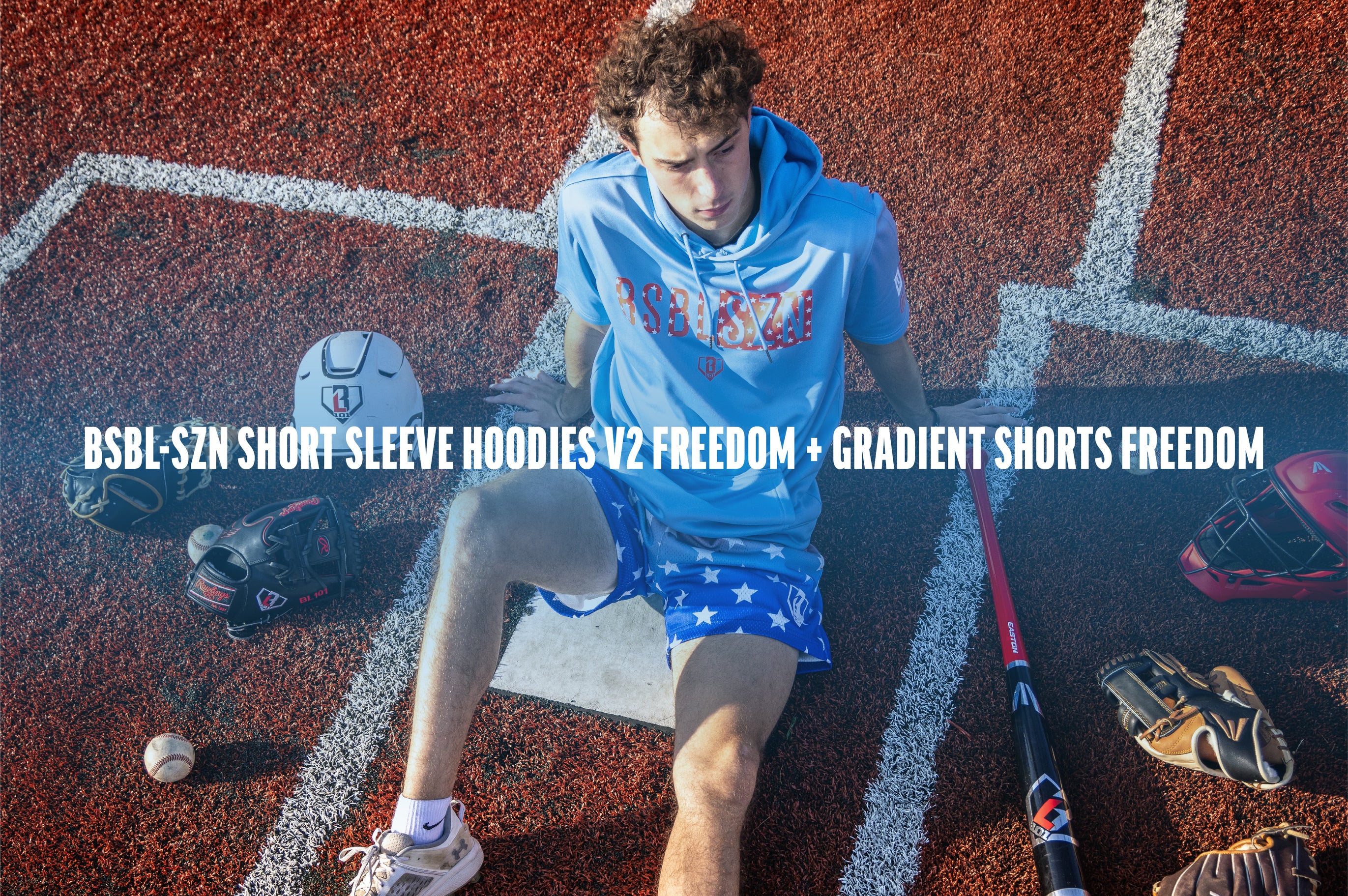 BSBL-SZN Short Sleeve Hoodie V2 - Freedom + Gradient Mesh Shorts - Freedom Lookbook