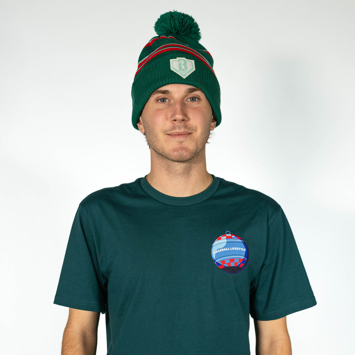 Green beanie with "Stitched For The SZN Beanie" design