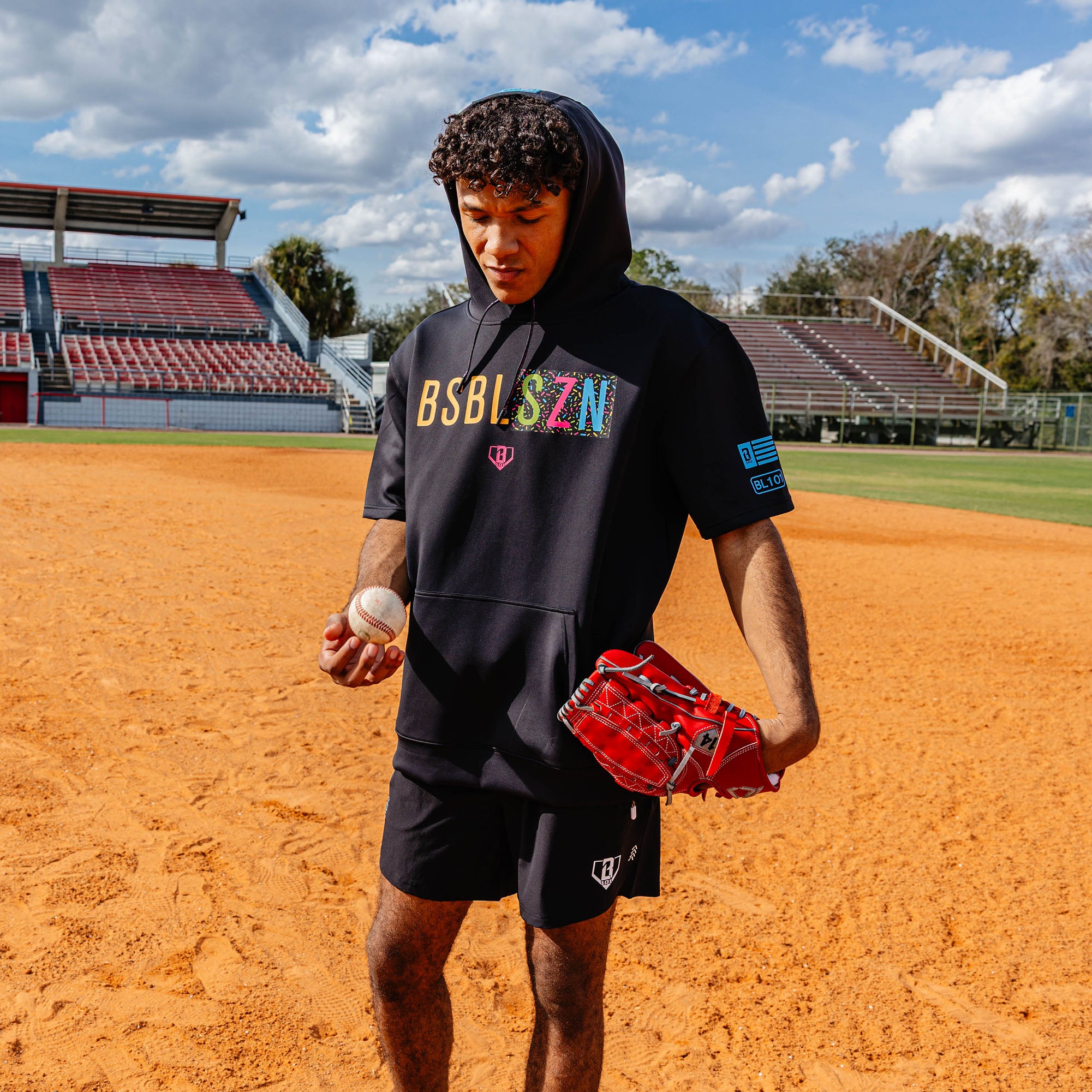 BSBL-SZN Youth Short Sleeve Hoodie V3 - Black/Midnight Sundae BSBL-SZN Youth Short Sleeve Hoodie V3 - Black/Midnight Sundae