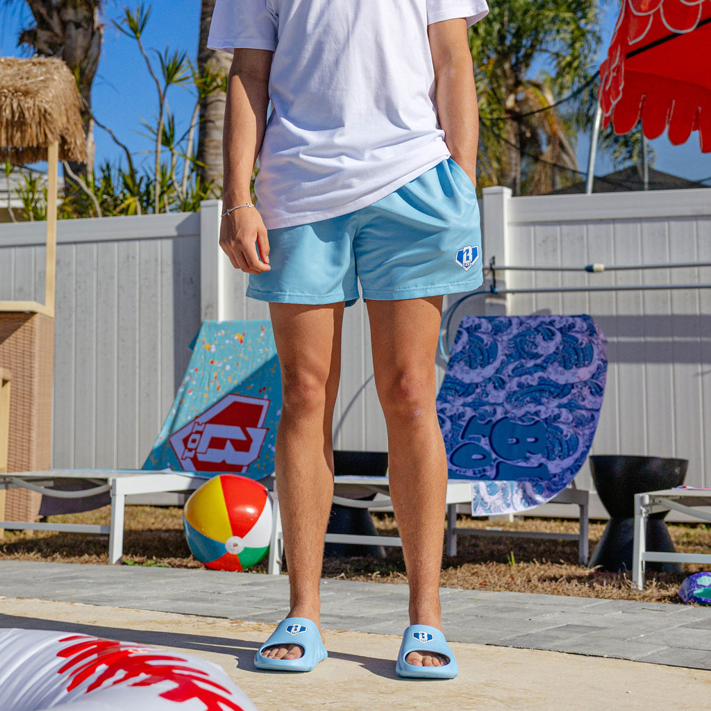 Pair of blue slides with a BL101 logo on a white background