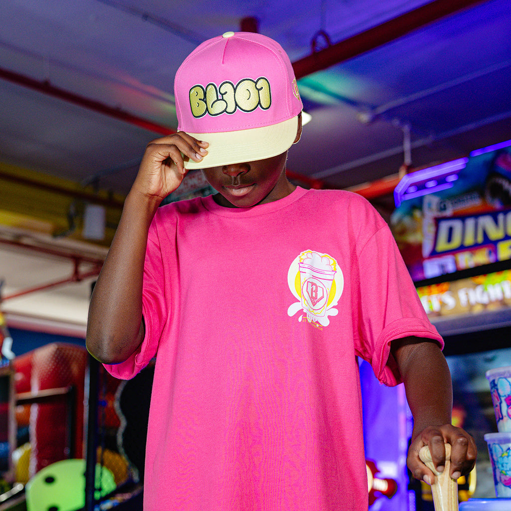 Adult model wearing Cotton Candy Pink Lemonade hat