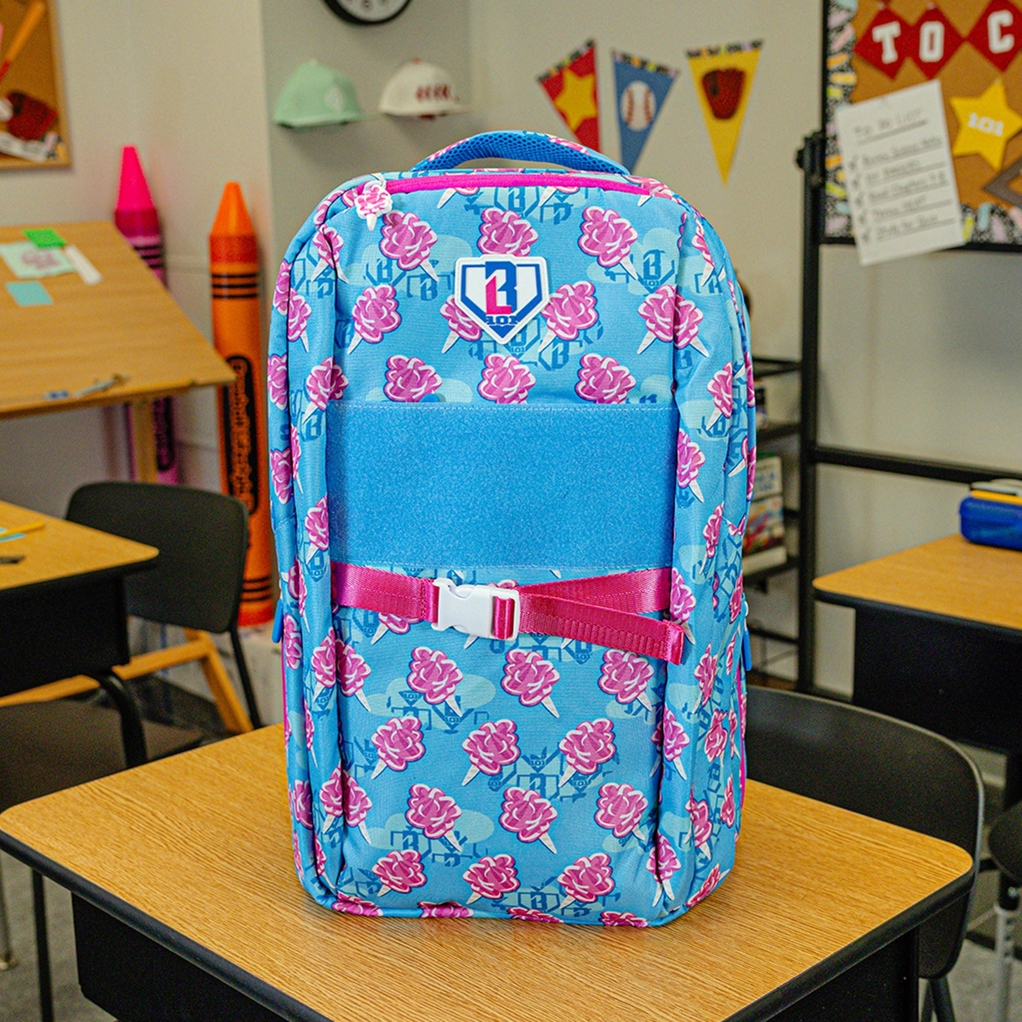 Multi-Color backpack with "Cotton Candy SZN 2" design — back view