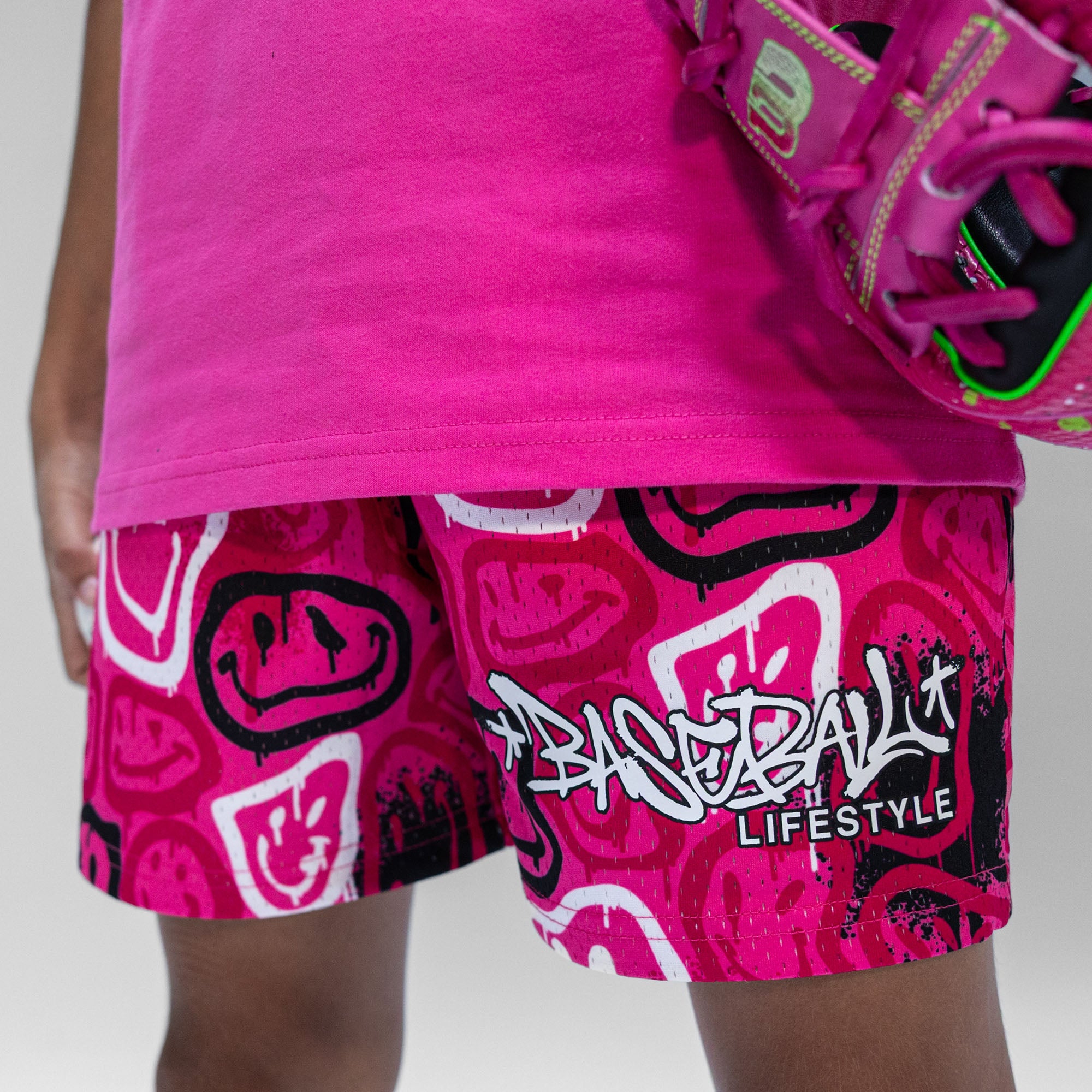 Smiley Slugger Youth Shorts - Pink – Baseball Lifestyle 101