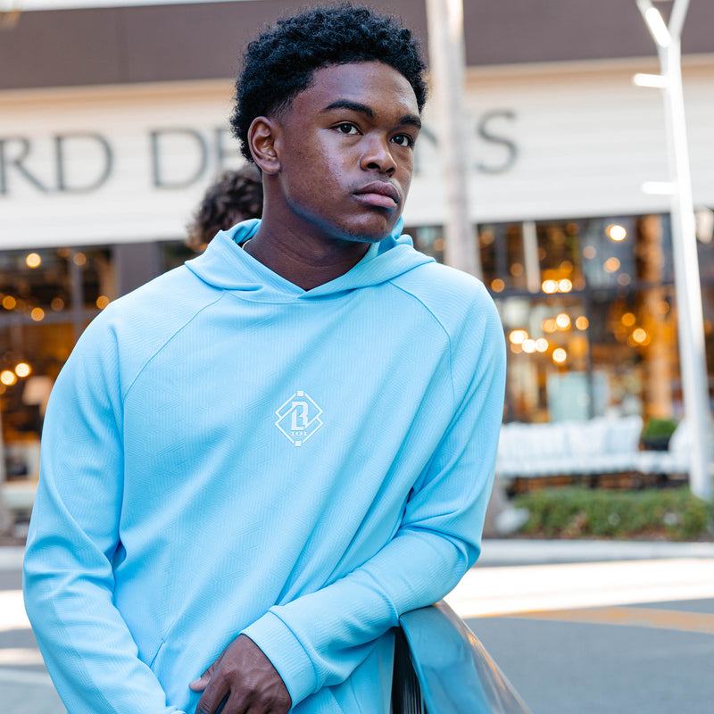 Diamond Tech Jacquard Youth Hoodie - Blue