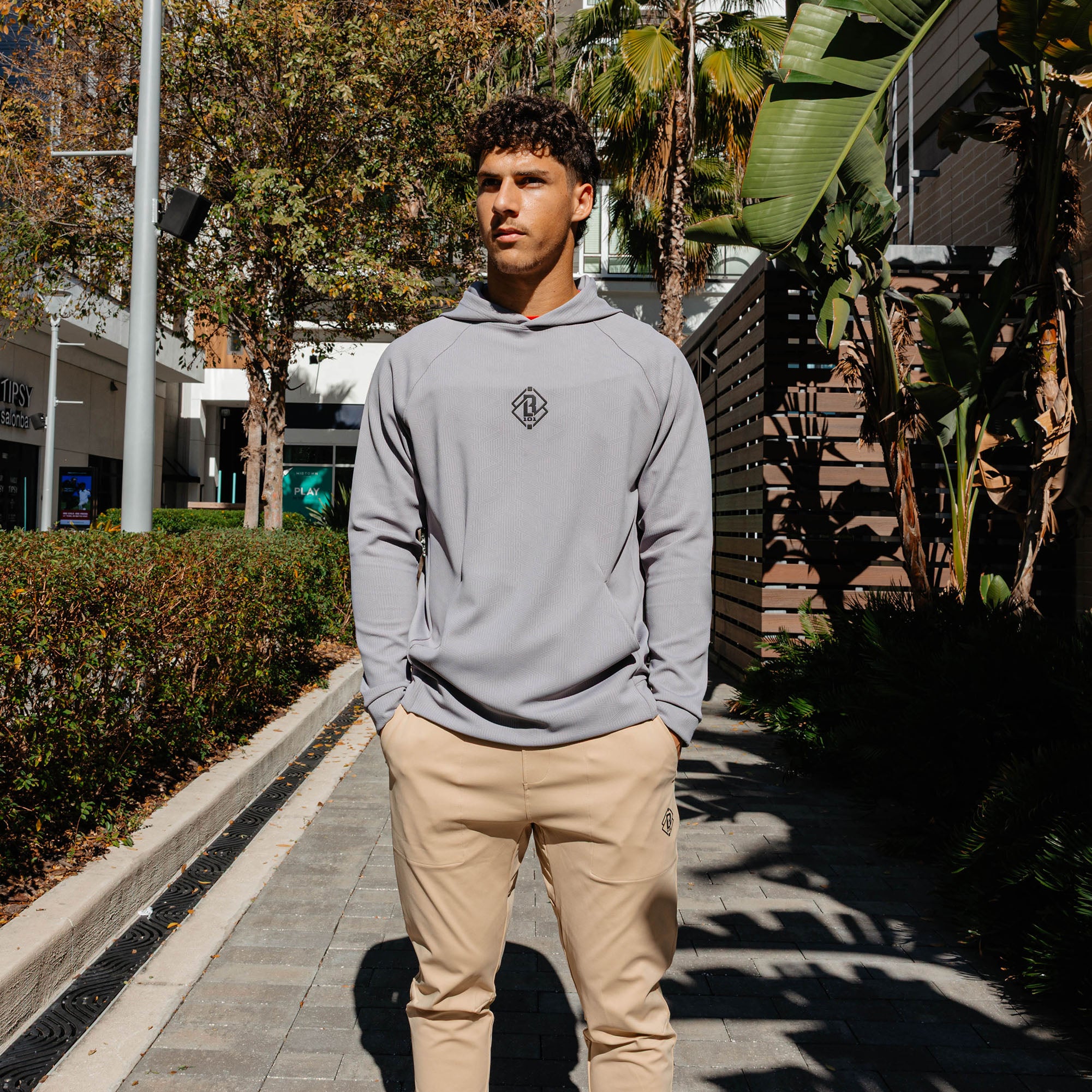 Diamond Tech Jacquard Youth Hoodie - Gray