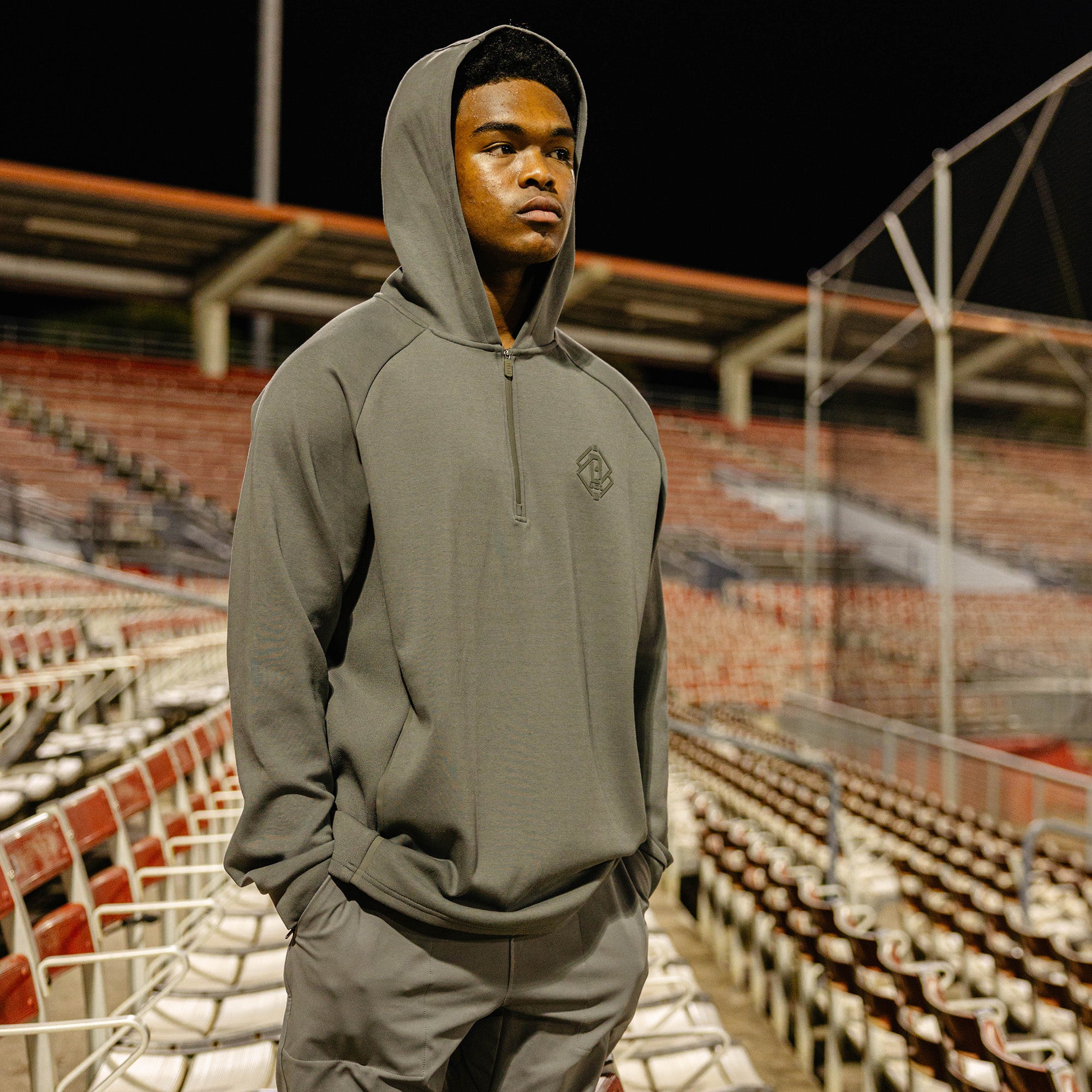 Diamond Tech Knit Zip Hoodie - Charcoal