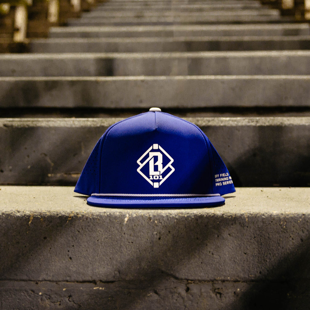 Adult model wearing blue Diamond Tech Pro Series Snapback Royal Blue snapback
