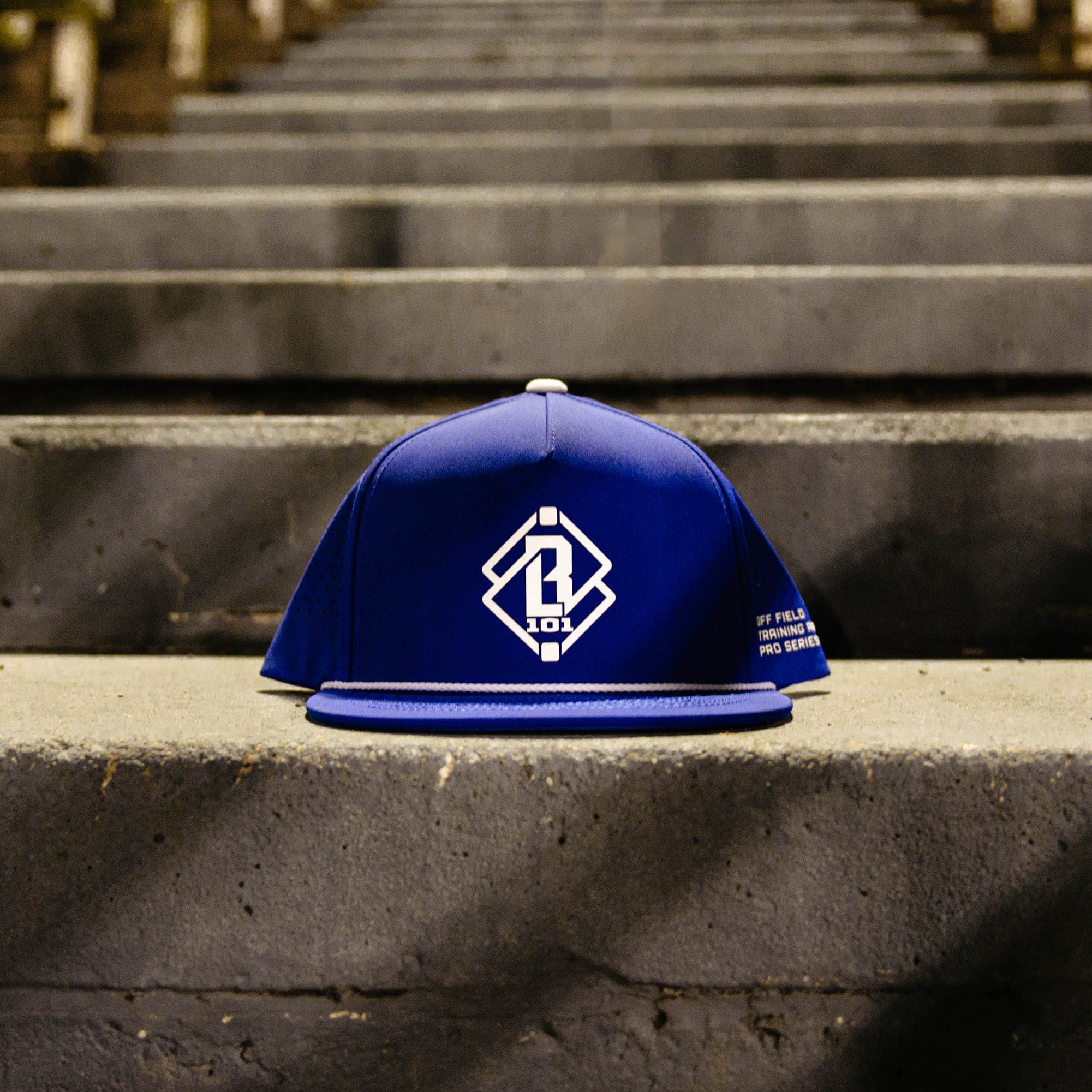 Adult model wearing blue Diamond Tech Pro Series Snapback Royal Blue snapback