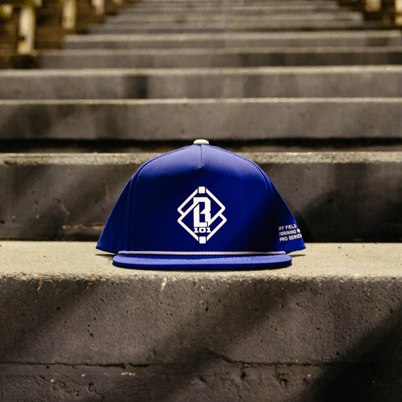 Adult model wearing blue Diamond Tech Pro Series Snapback Royal Blue snapback