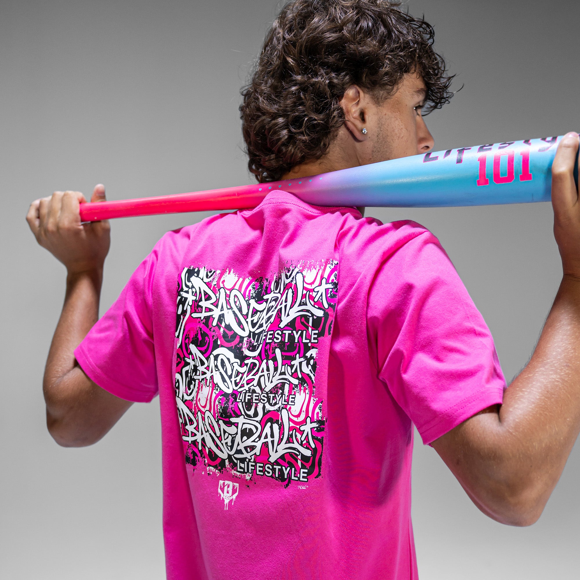 Smiley Slugger Tee - Pink - Baseball Lifestyle 101