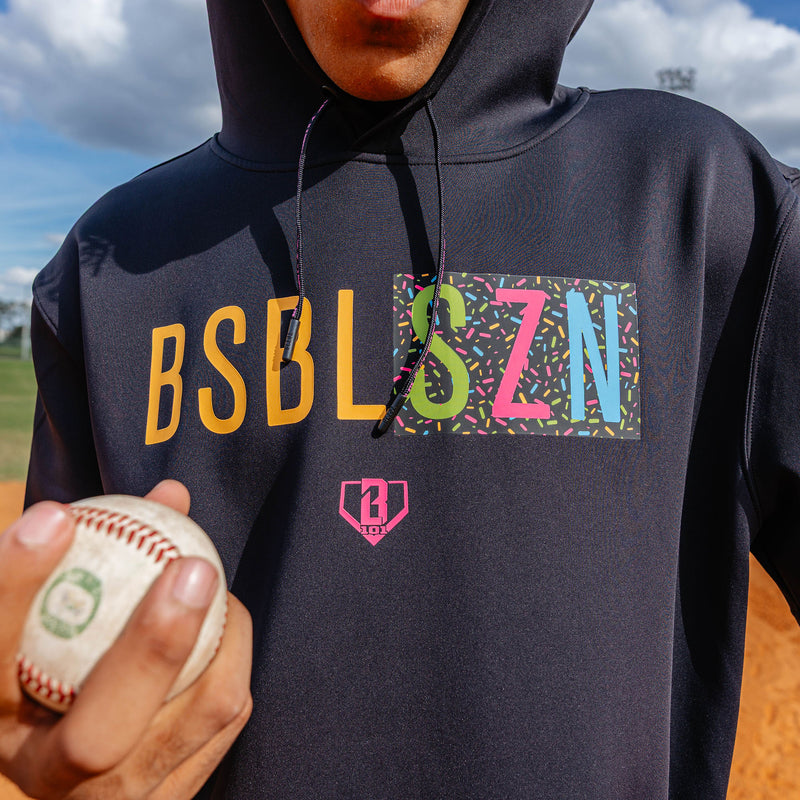 BSBL-SZN Youth Short Sleeve Hoodie V3 - Black/Midnight Sundae