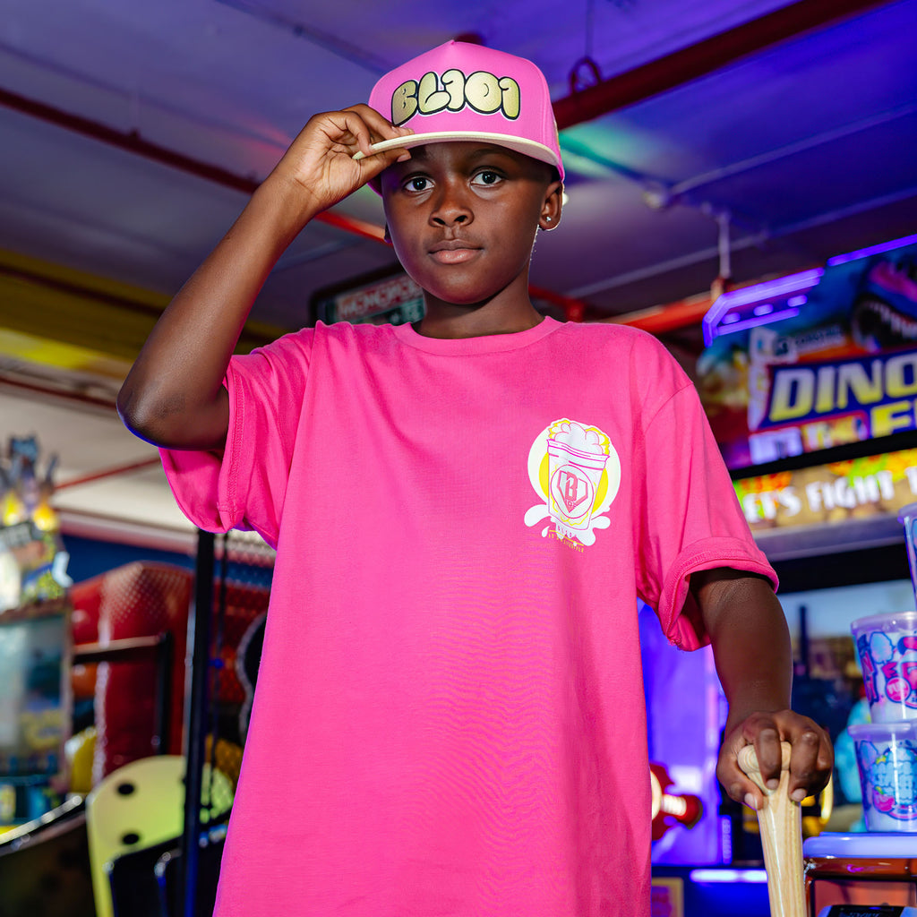 Adult model wearing Cotton Candy Pink Lemonade hat