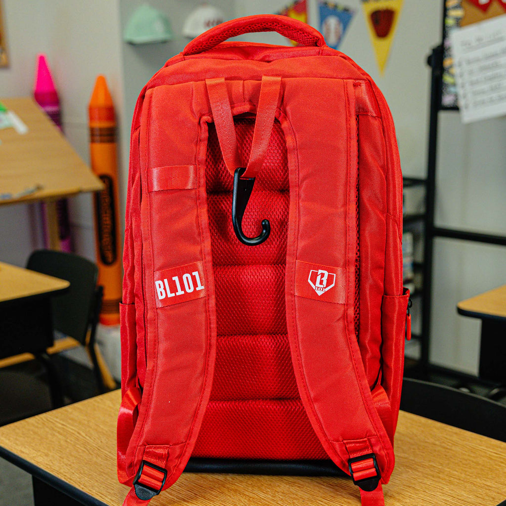 Red SZN 2 backpack — back view