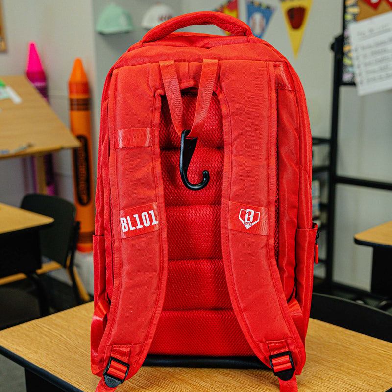 Red SZN 2 backpack — back view