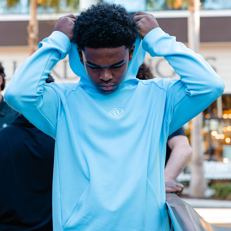 Diamond Tech Jacquard Youth Hoodie - Blue