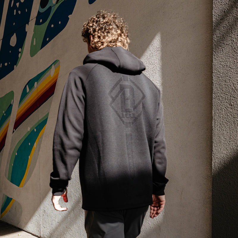 Diamond Tech Knit Zip Youth Hoodie - Black