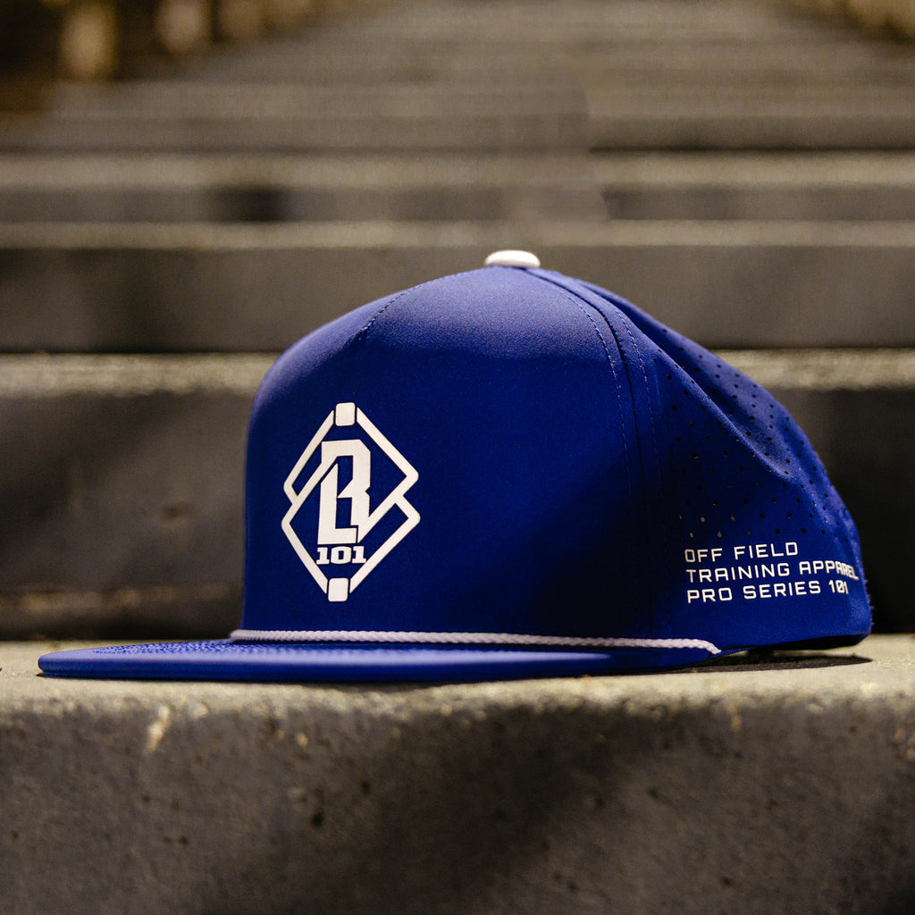 Adult model wearing blue Diamond Tech Pro Series Snapback Royal Blue snapback