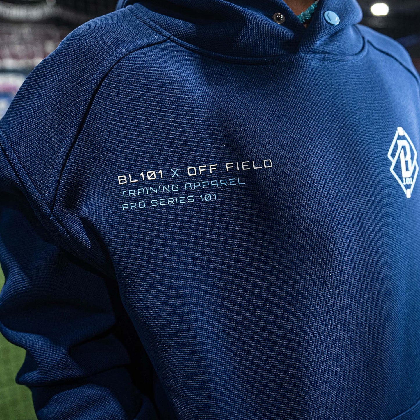 Off-Field Waffle Performance Youth Hoodie - Navy/Light Blue