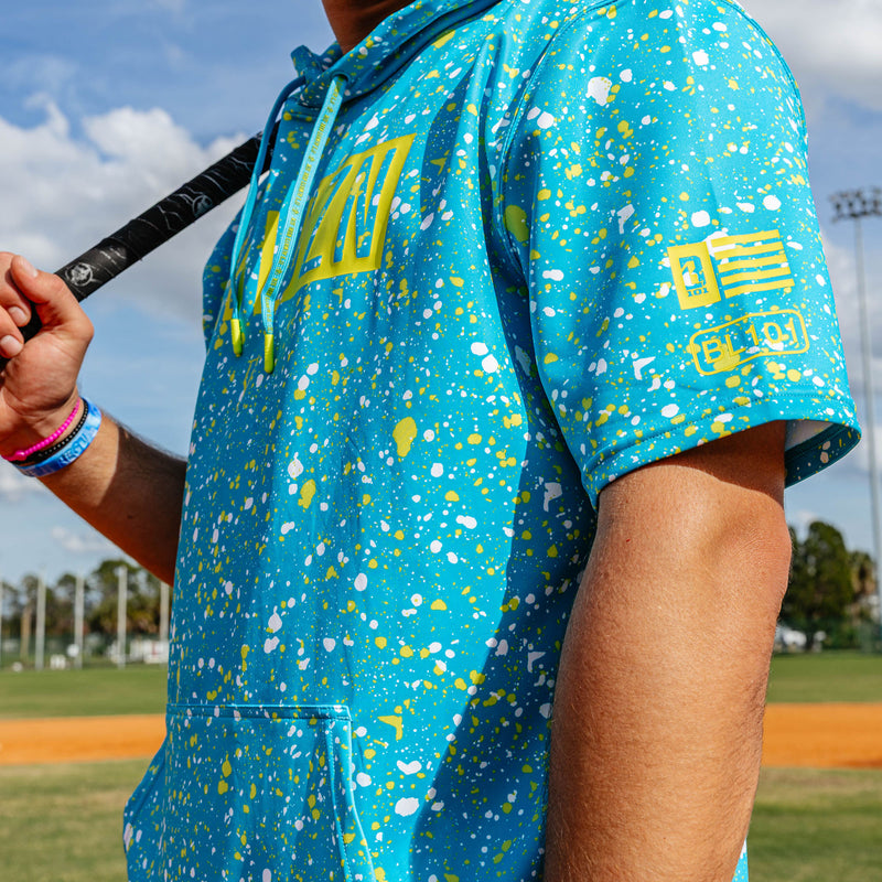 BSBL-SZN Youth Short Sleeve Hoodie V3 - Splatter Highlighter