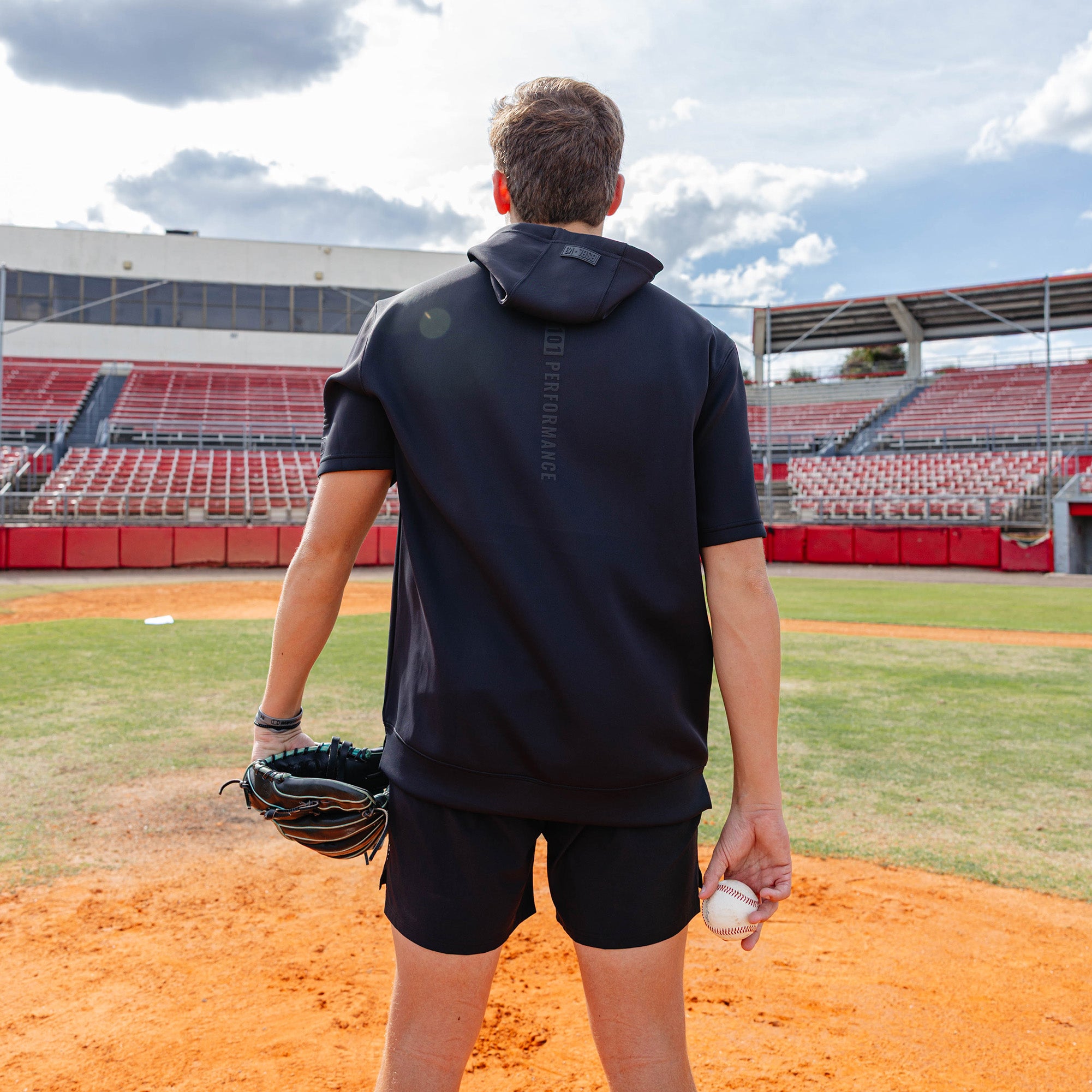 BSBL-SZN Short Sleeve Hoodie V3 - Blackout - Baseball Lifestyle 101