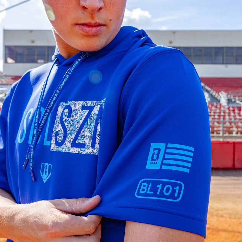 BSBL-SZN Youth Short Sleeve Hoodie V3 - Royal Blue/Oceans