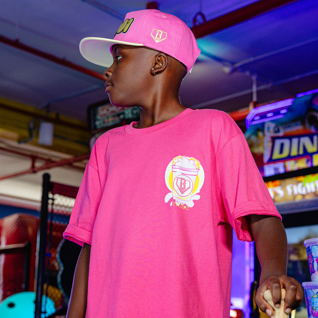 Adult model wearing Cotton Candy Pink Lemonade hat