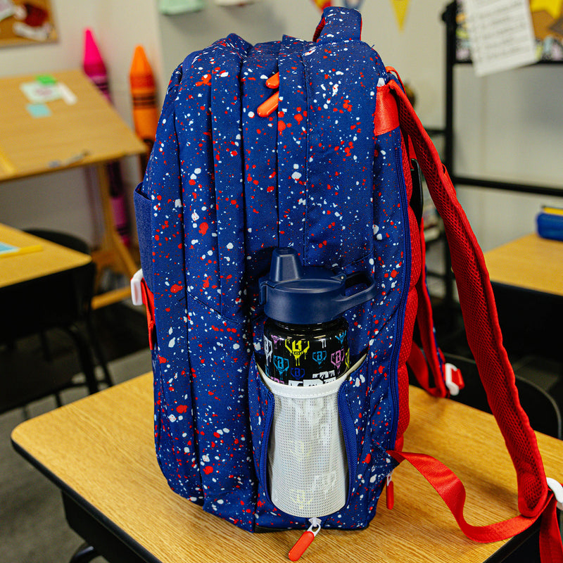 Blue Splatter SZN 2 backpack — back view