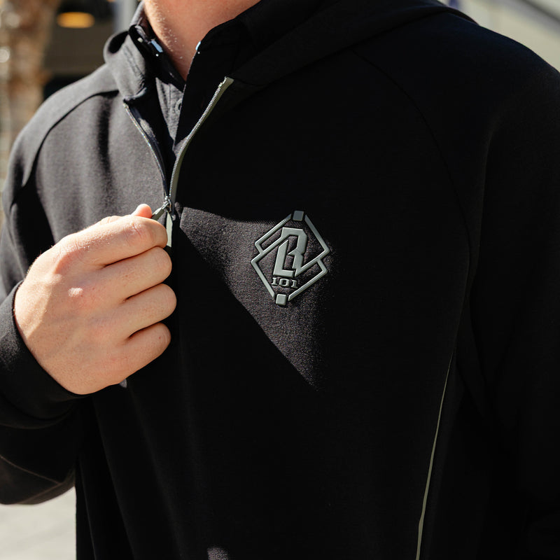 Diamond Tech Knit Zip Youth Hoodie - Black