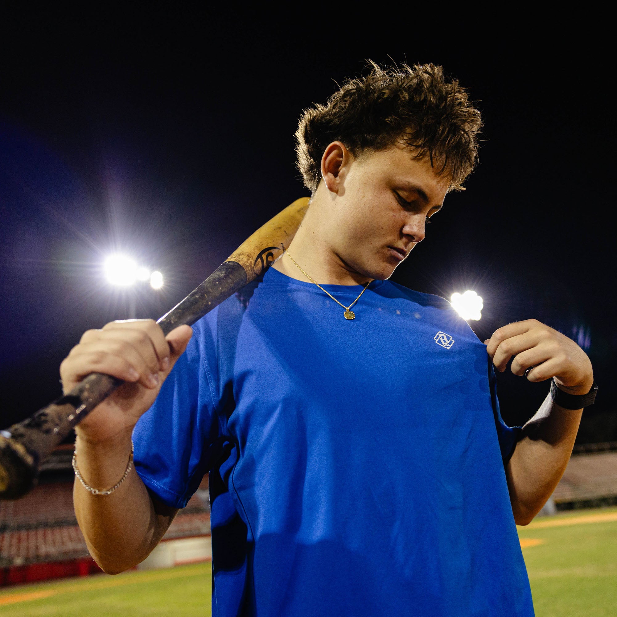 Diamond Tech Vented Youth Tee - Royal Blue