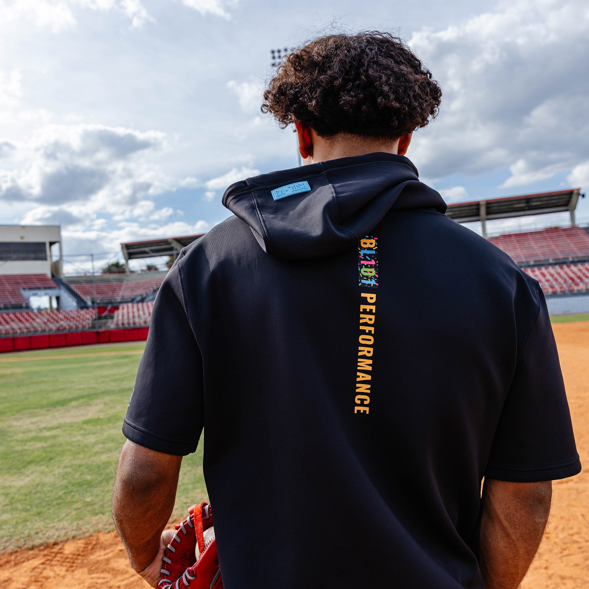 BSBL-SZN Short Sleeve Hoodie V3 - Black/Midnight Sundae - Baseball