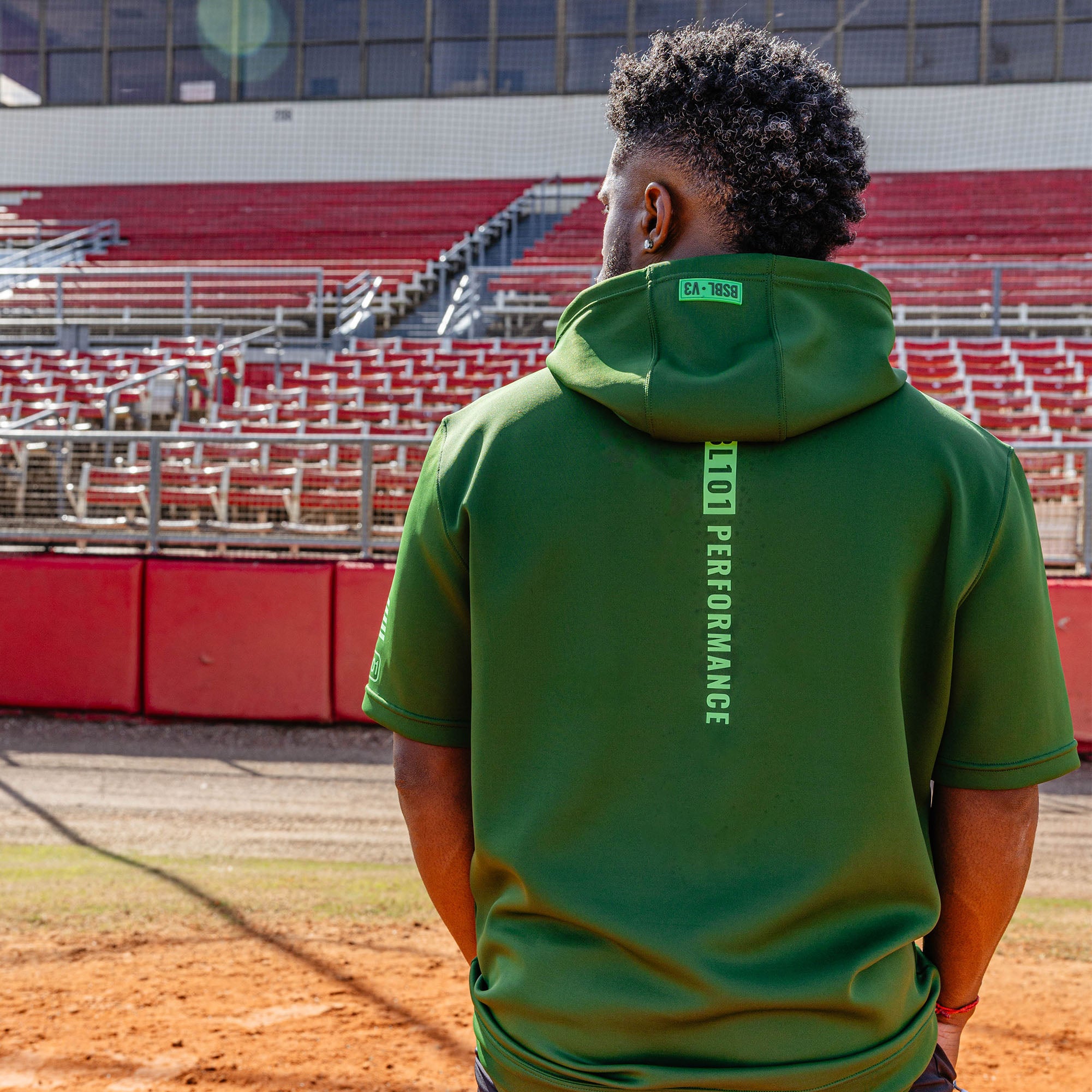BSBL-SZN Short Sleeve Hoodie V3 - Dark Green/Bag Chaser
