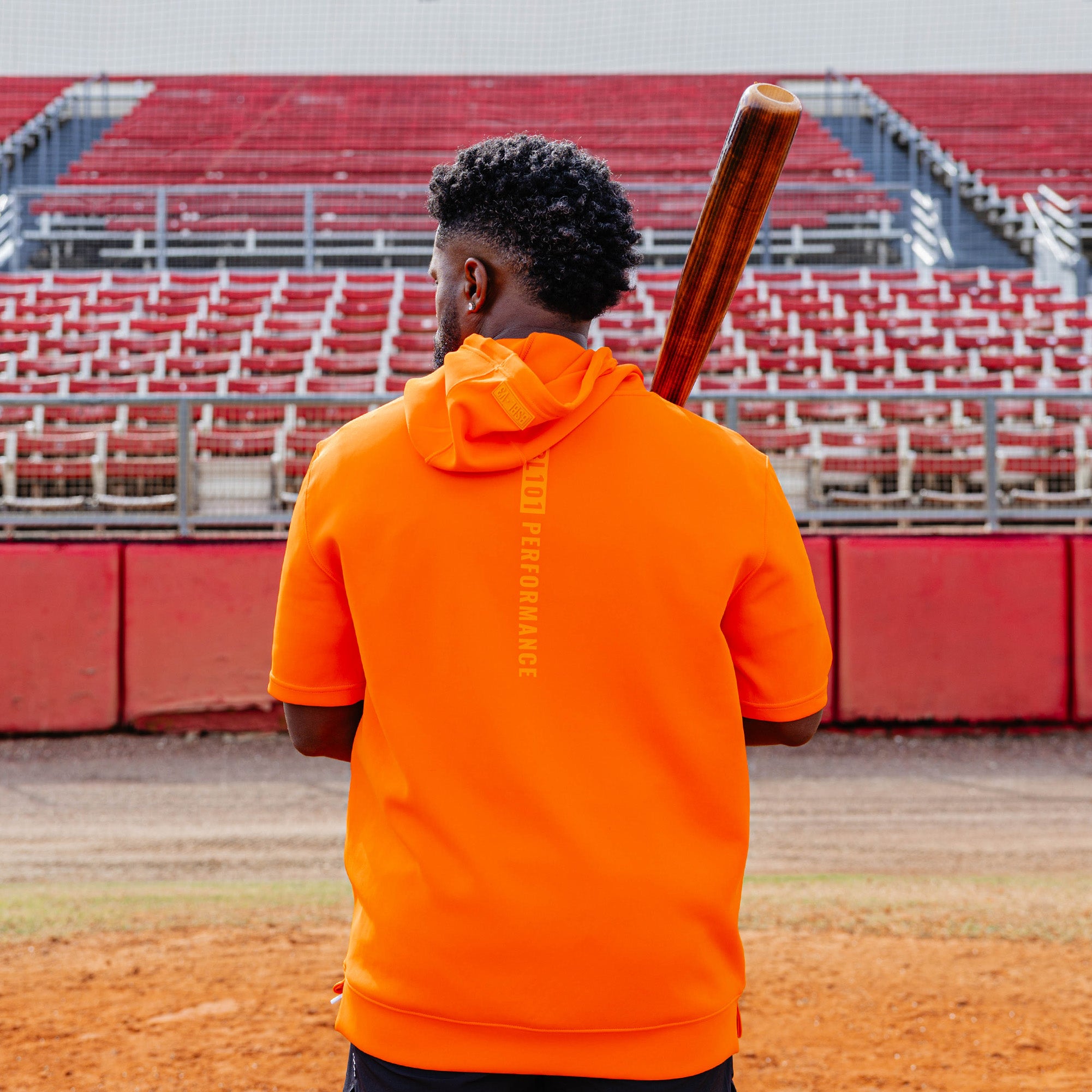 BSBL-SZN Short Sleeve Hoodie V3 - Orange - Baseball Lifestyle 101