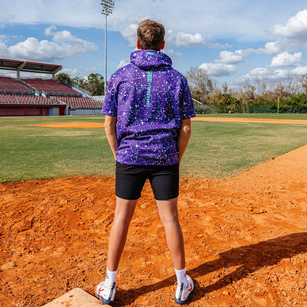 BSBL-SZN Short Sleeve Hoodie V3 - Splatter Purple/Teal