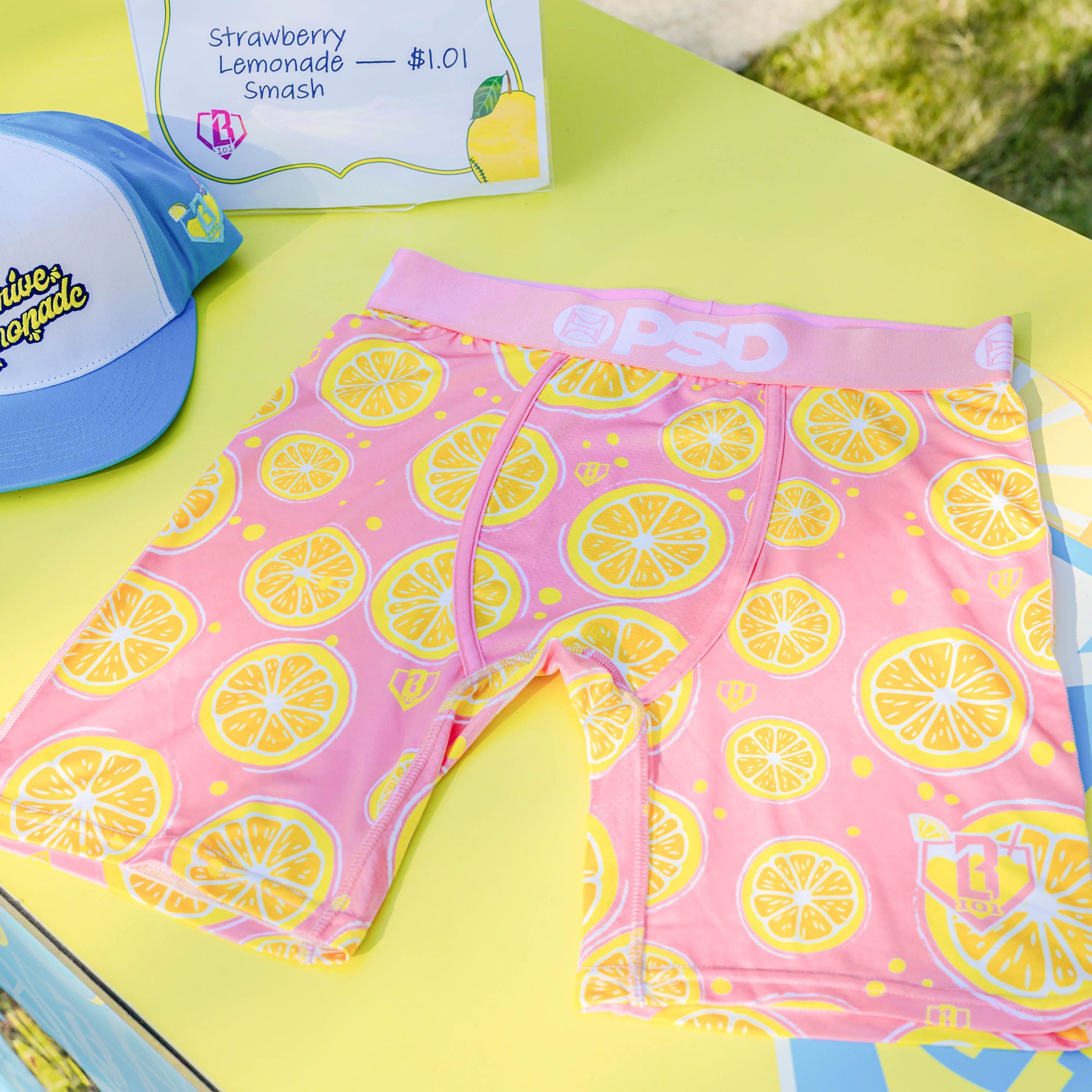 Multi-color Pink Lemonade underwear — styled product shot
