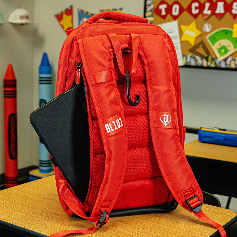 Red SZN 2 backpack — back view