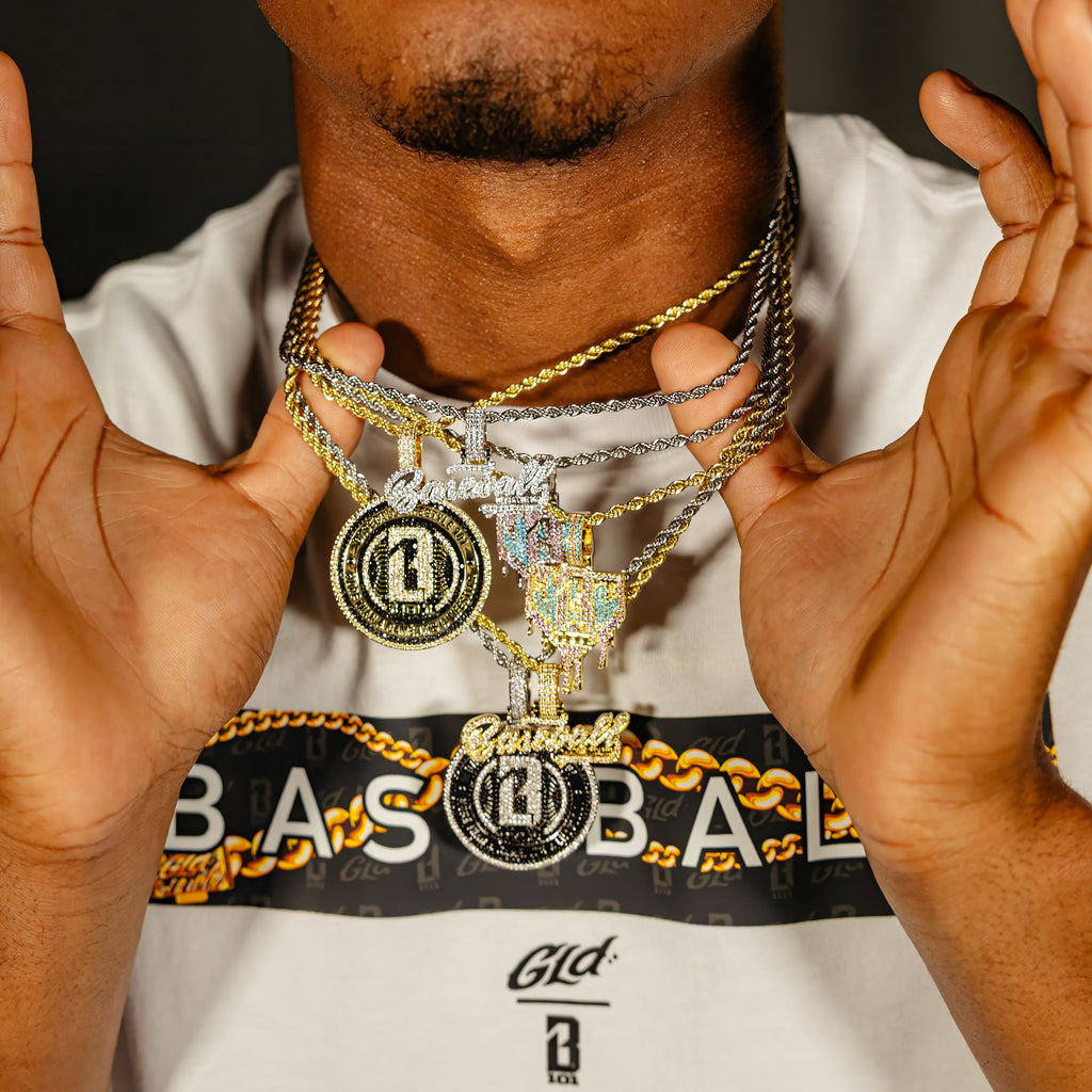 Model wearing White Gold BL101 Established necklace