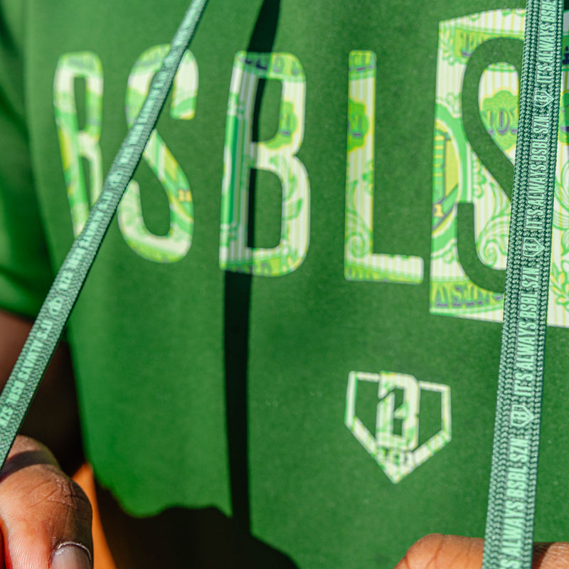BSBL-SZN Youth Short Sleeve Hoodie V3 - Dark Green/Bag Chaser